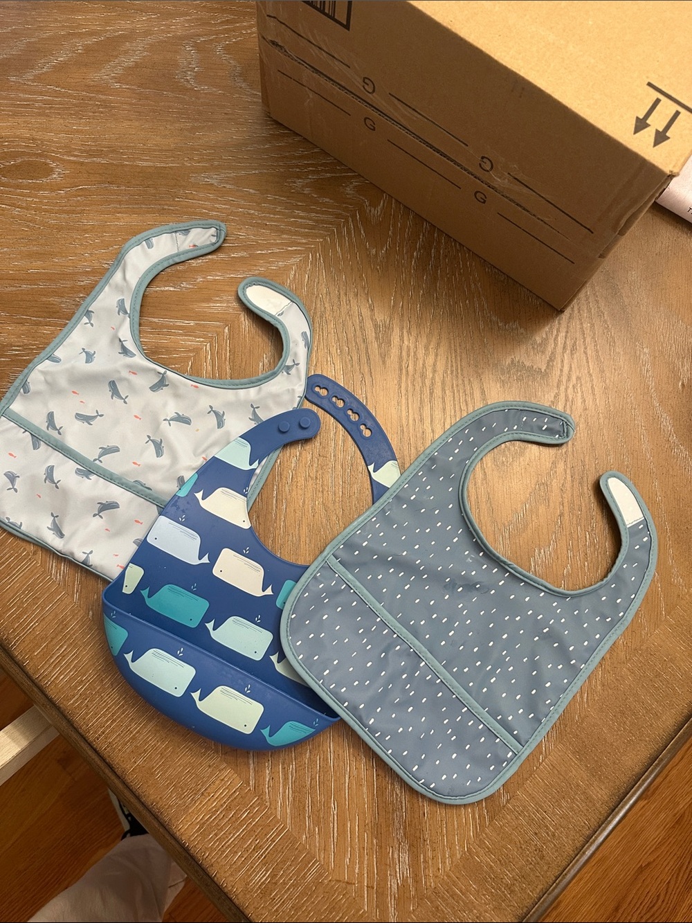 Baby Waterproof Bibs Set - Blue Whale & Gray Designs